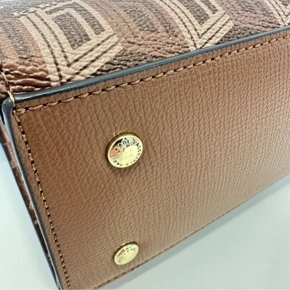 KARL LAGERFELD PARIS Maybelle Zip Top Satchel Shoulder Bag in Brown